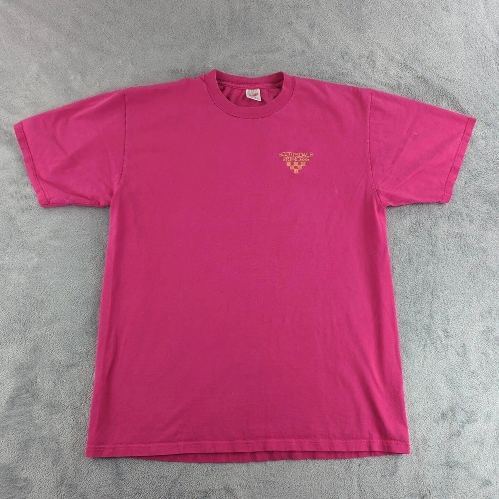 Vintage 90s Jerzees T-Shirt Mens XL Pink Scottsdale Princess Embroidered USA
